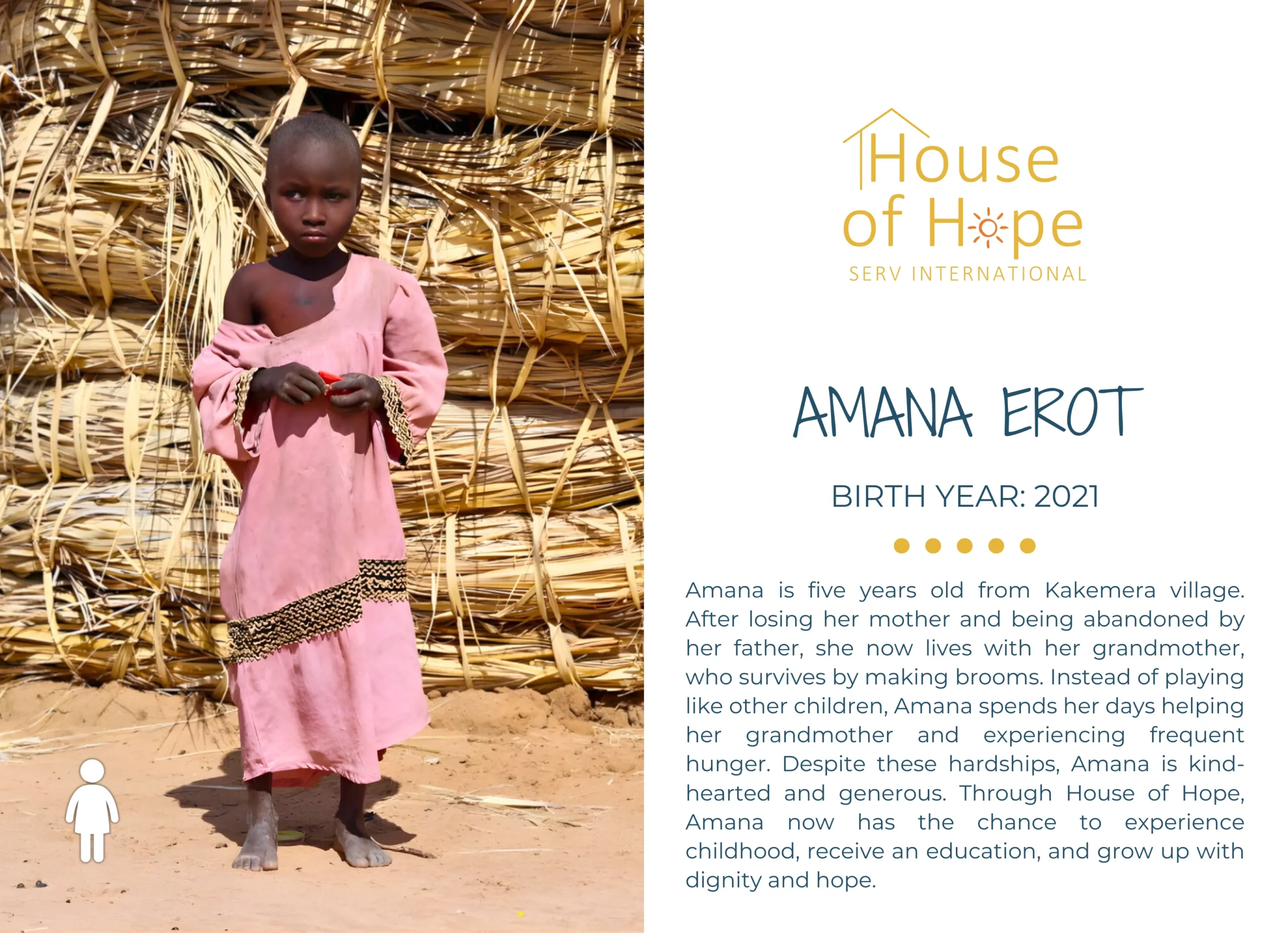 Amana Erot, seeking a sponsor at House of Hope