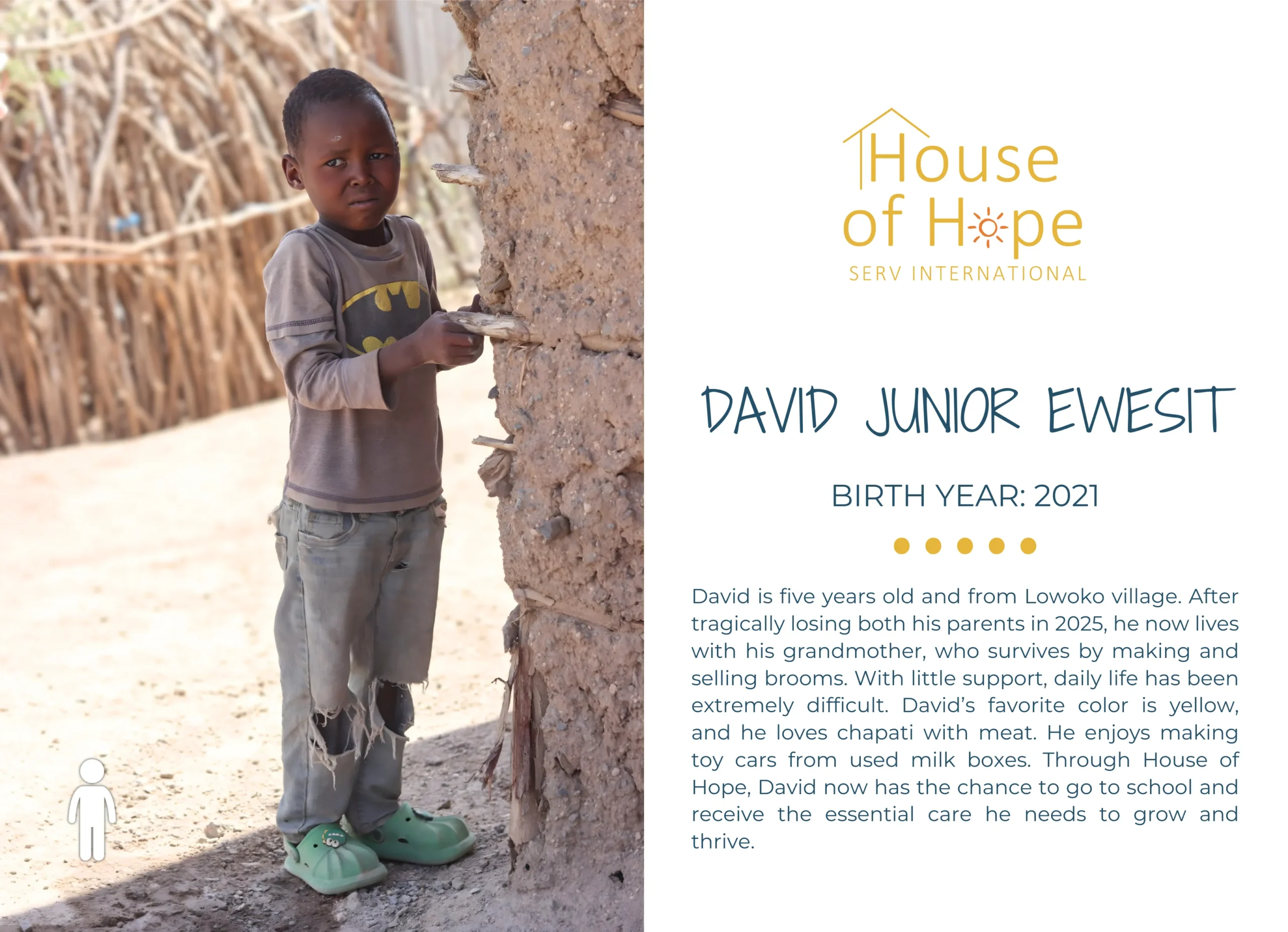 David Junior Ewesit, seeking a sponsor at House of Hope