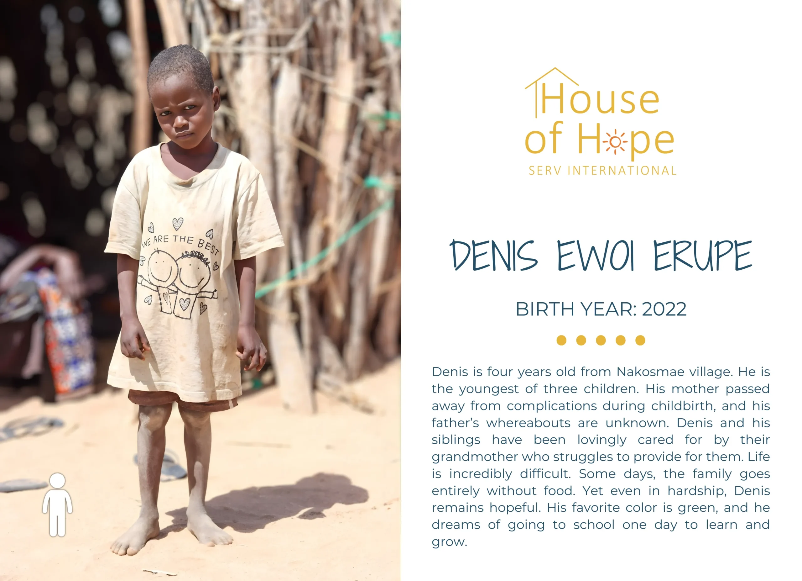 Denis Ewoi Erupe, seeking a sponsor at House of Hope