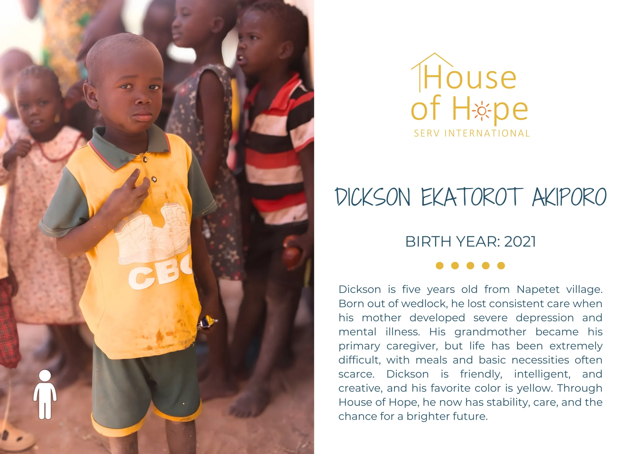 Dickson Ekatorot Akiporo, seeking a sponsor at House of Hope